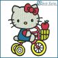 Hello Kitty Riding Tricycle Bike Embroidery D 1339657582, Emblanka