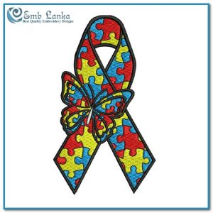 Autism Ribbon 3 Embroidery Design Autism Day