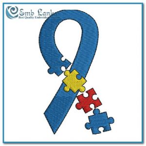 Autism Ribbon 4 Embroidery Design Autism Day
