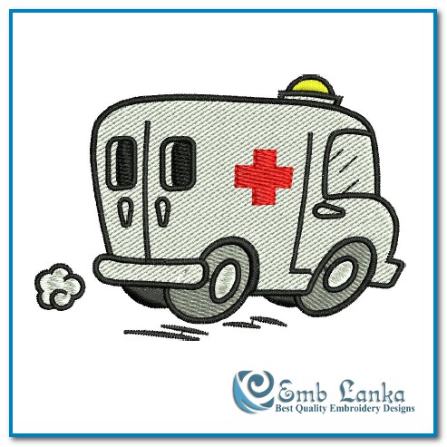 Cartoon Cute Ambulance Embroidery Design - Emblanka