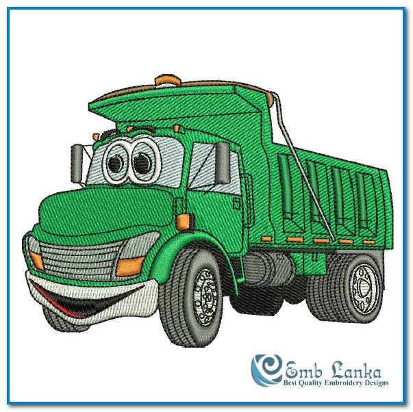Cartoon Dump Truck Embroidery Design - Emblanka