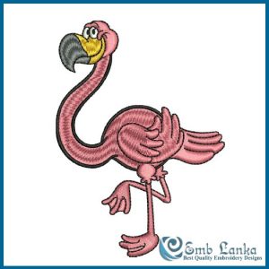 Cartoon Of Pink Flamingo Embroidery Design Birds