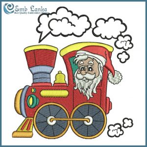 Christmas Locomotive with Santa Claus Embroidery Design Christmas