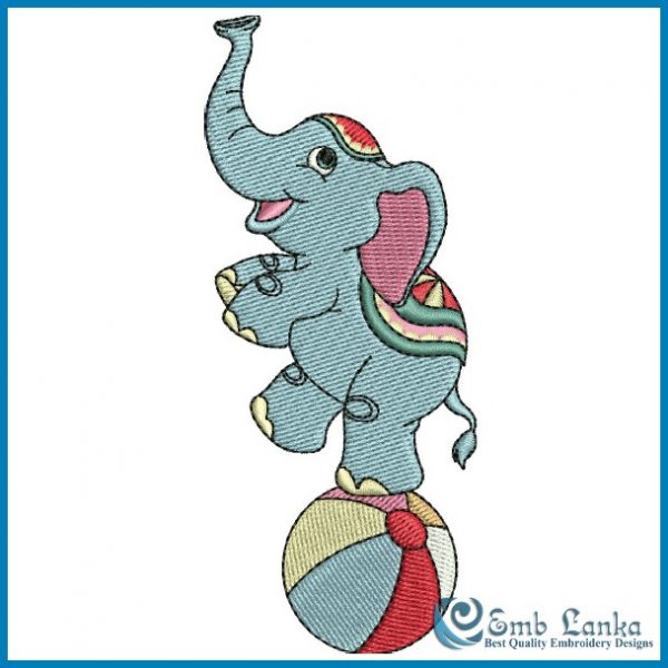 Cute Baby Circus Elephant Standing on One Leg on a Ball Embroidery Design -  Emblanka