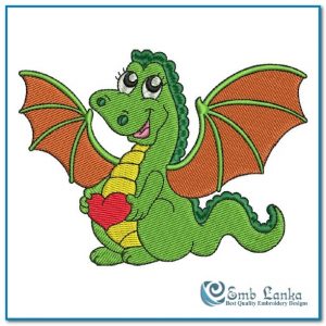 Cute Cartoon Green Dragon 2 Embroidery Design Animals