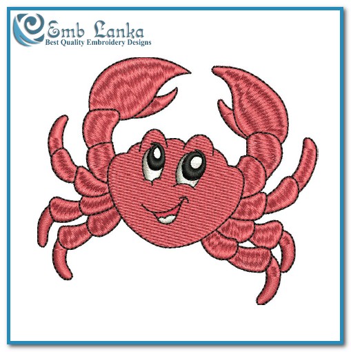 Cute Cartoon Pink Crab Embroidery Design - Emblanka