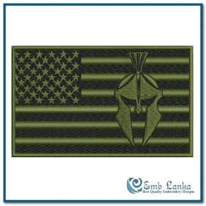 Kryptek Logo on American Flag Embroidery Design Flags