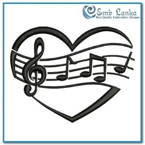 Music Notes Heart 2 Embroidery Design Days