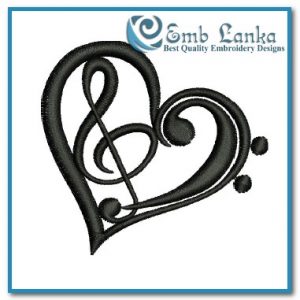 Music Notes Heart 3 Embroidery Design Days