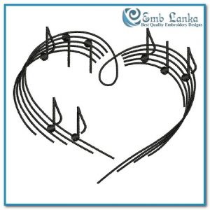 Music Notes Heart Embroidery Design Days