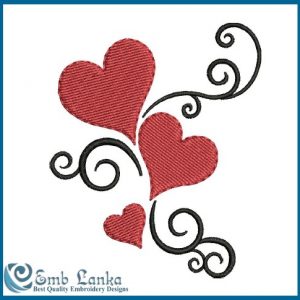 Red Hearts Embroidery Design Days