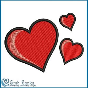 Three Red Hearts Embroidery Design Days