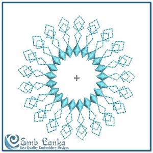 Beautiful Ornate Blue Icy Snowflake Embroidery Design Christmas