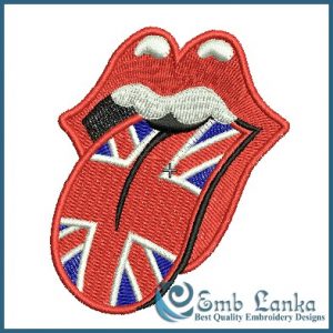 Big Tongue Lips Union Jack England Flag Embroidery Design Flags