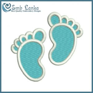 Blue Baby Feet Embroidery Design Cartoon