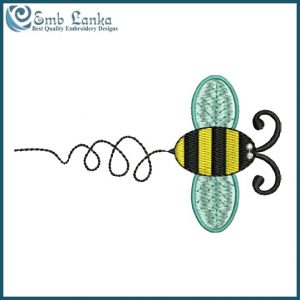 Cute Bee Cartoon Style Character Flying Embroidery Design Animals