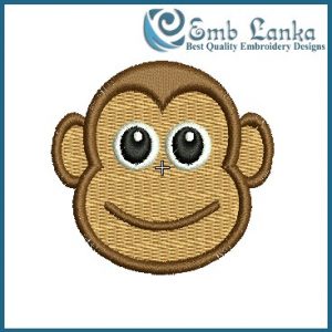 Cute Cartoon Monkey Face Embroidery Design Animals