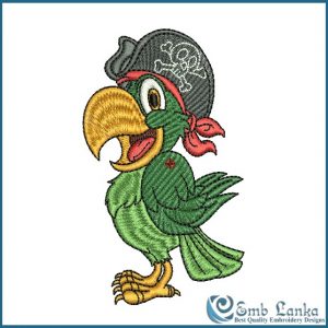 Cute Cartoon Pirate Parrot Embroidery Design Birds