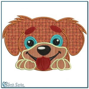Cute Dog Face Applique Embroidery Design Animals