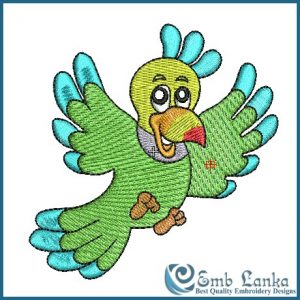Cute Green Parrot Embroidery Design Birds