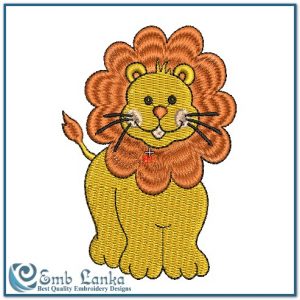Cute Male Lion Smiling Embroidery Design Animals