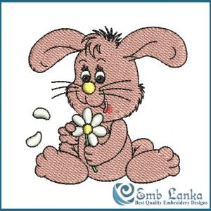 Cute Pink Bunny Rabbit Embroidery Design Animals