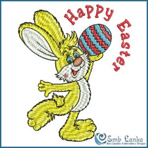 Cute Yellow Easter Bunny Embroidery Design Animals