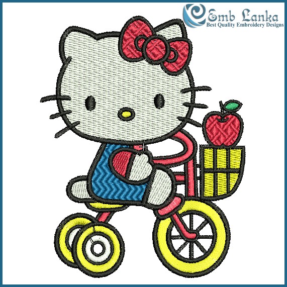 Hello Kitty Riding A Bike Cushion Cover Print On Two Sides Pink 16x16in 