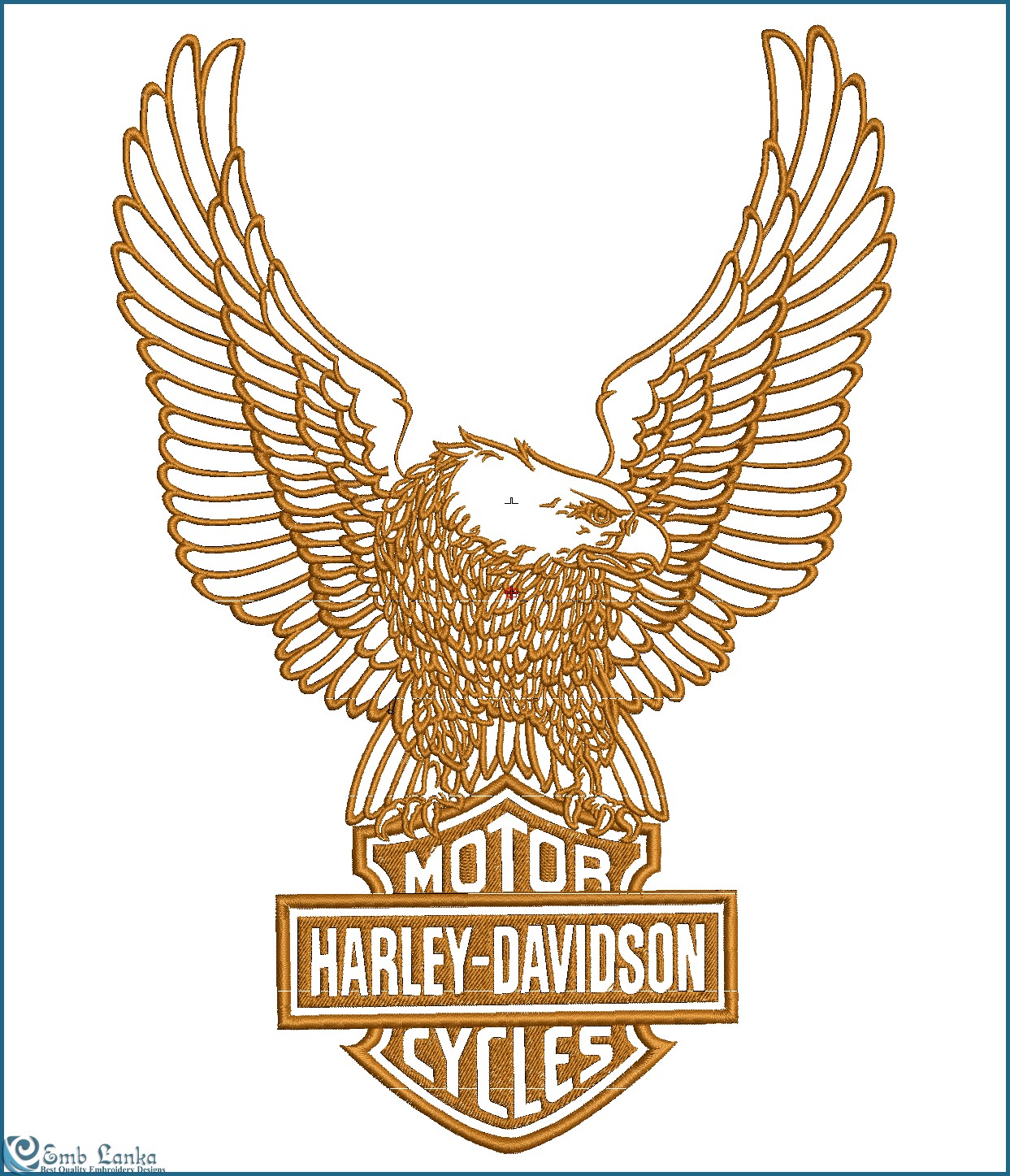 Large Harley Davidson Upwing Eagle 2 Embroidery Design Emblanka