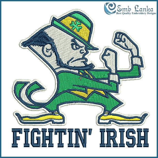 Notre Dame Fighting Irish Alternate Logo 2 Embroidery Design Emblanka