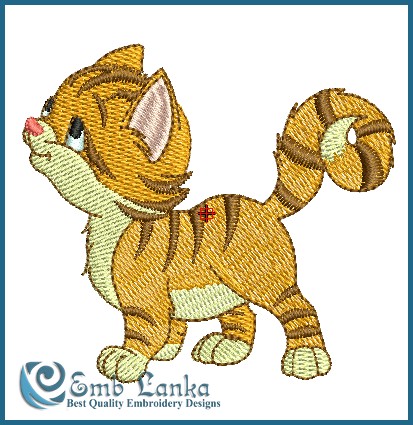 Orange Kitten Embroidery Design - Emblanka