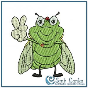 Peaceful Cicada Embroidery Design