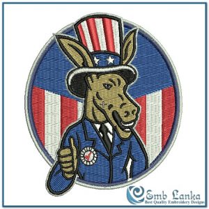 Retro Democratic Party Logo Embroidery Design Animals American Flag