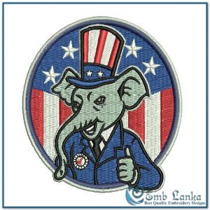 Retro Republican Gop Party Logo Embroidery Design Animals American Flag