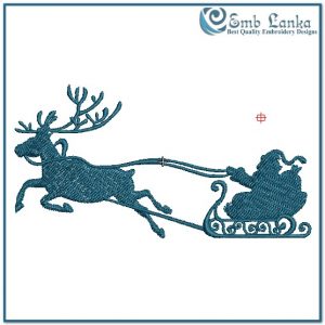 Santa claus on reindeer cart Embroidery Design