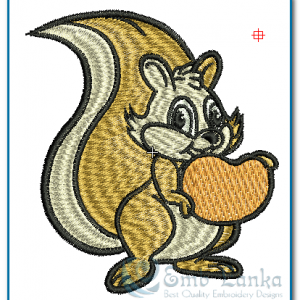 Squirrel Eating A Mango Embroidery Design Animals