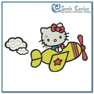 Up and Away with Hello Kitty Embroidery Design