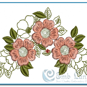 3 Pink Flowers Embroidery Design Flowers