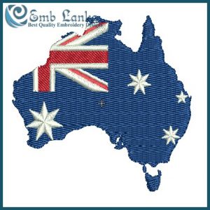 Australian Map With Flag Embroidery Design Flags