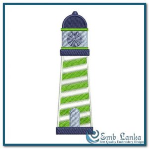 Navy and Green Light House Embroidery Design Buildings