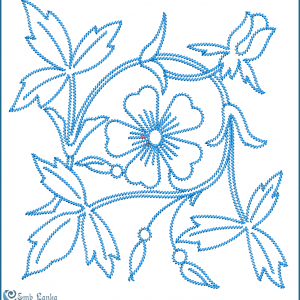 Blue Colour Floral Embroidery Design Flowers