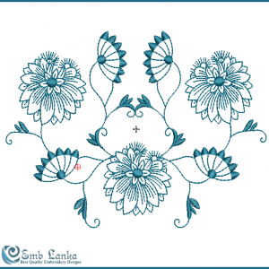 Blue Colour Flowers Embroidery Design Flowers