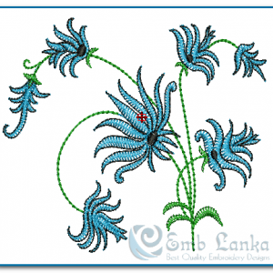 Blue Flowers Embroidery Design Flowers