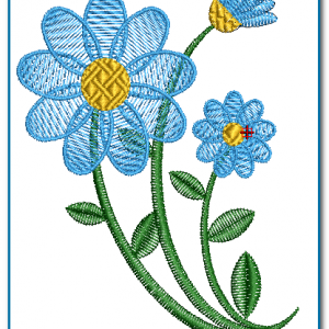 Blue Motif Flower Embroidery Design Flowers