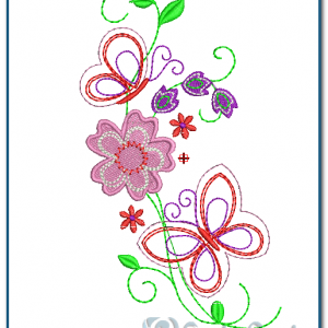 Butterfly & Flower Embroidery Design Appliques