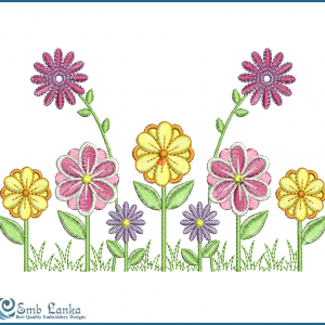 Colorful Daisies In A Flower Embroidery Design Flowers