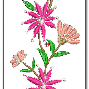 Dark Pink Flowers Embroidery Design Flowers
