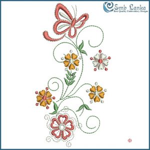 Flowers with Butterfly Embroidery Design Butterflies