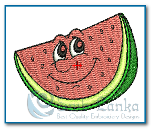 Happy Watermelon Face Smiling Embroidery Design Fruit