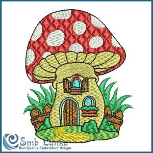 Mushroom House 2 Embroidery Design Buildings